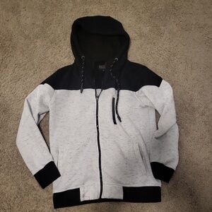 Men's Grey and Blue Hoodie